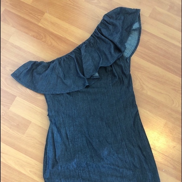 Trina Turk Denim One Shoulder Ruffle Dress - Picture 9 of 16